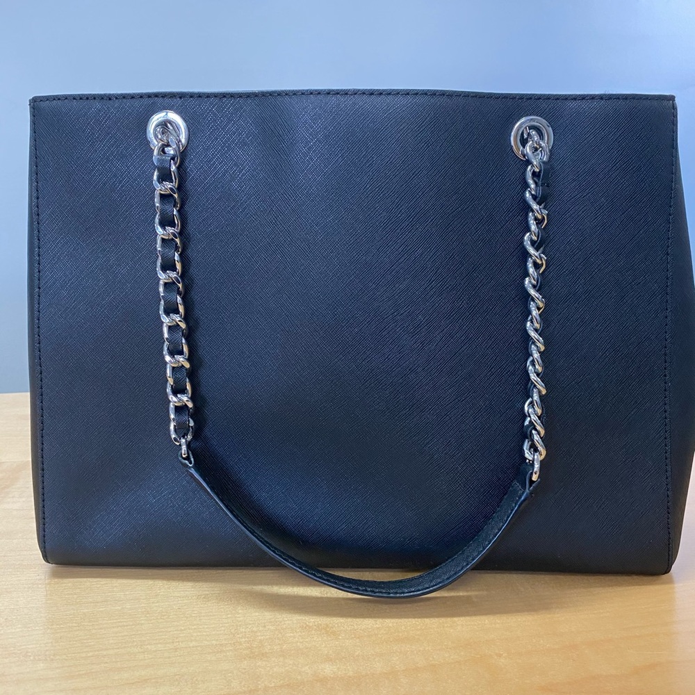 Michael Kors black large leather tote